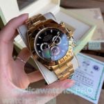 Buy Online High Quality Clone Rolex Daytona Black Dial Yellow Gold Men's Watch